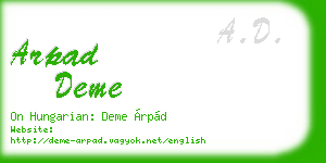 arpad deme business card